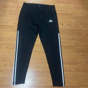 Adidas Women's Black Leggings with White Stripes
